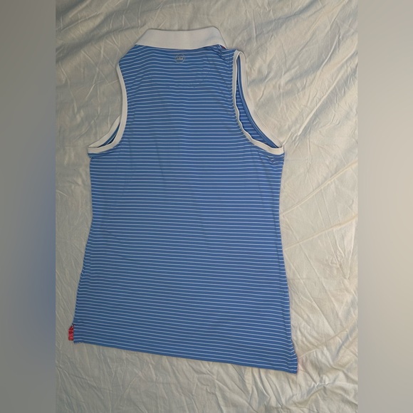 Peter Millar Women’s Sleeveless Golf Polo Shirt S Blue White Stripe UPF 50+ - Picture 13 of 14